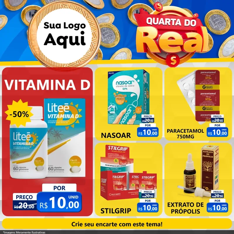 Modelo de Rede Social para Feed Facebook com o tema Quarta do Real para Farmácia
