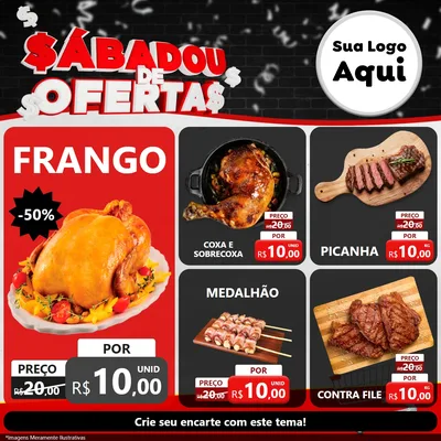 Modelo de Rede Social para Feed Facebook com o tema Sabadou de Ofertas para Assados