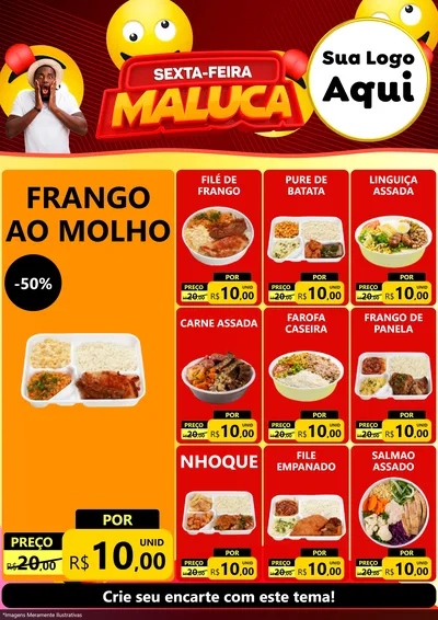 Modelo de Encarte para Encarte A4 Vertical com o tema Sexta-feira Maluca para Restaurante