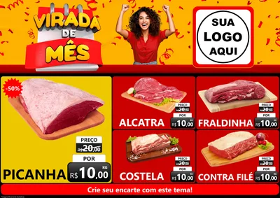 Modelo de Encarte para Encarte A4 Horizontal com o tema Virada de Mês para Açougue