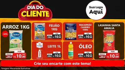 Modelo de TV para TV Horizontal com o tema Dia do Cliente para Supermercado