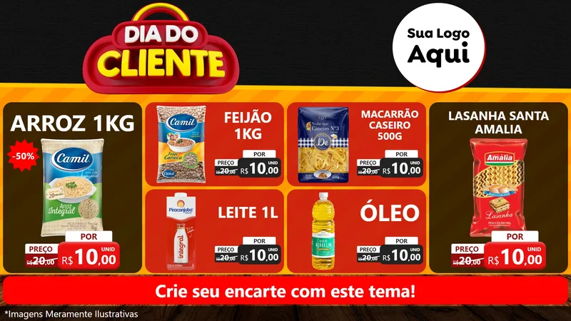 Modelo de TV para TV Horizontal com o tema Dia do Cliente para Supermercado