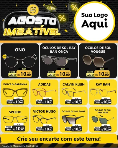 Modelo de Rede Social para Feed Instagram com o tema Agosto Imbatível para Óticas