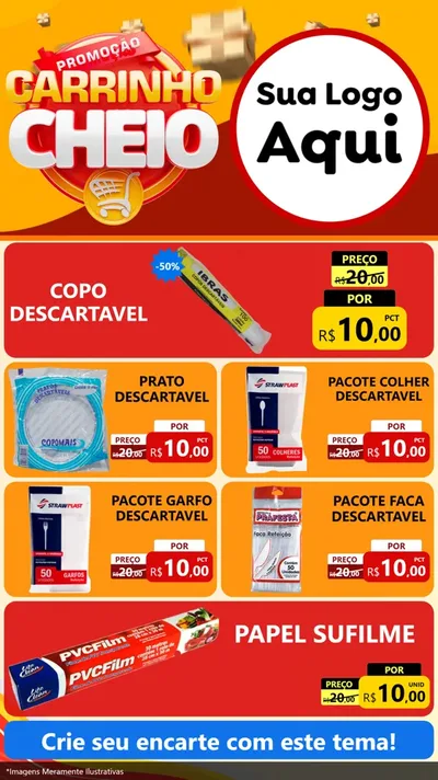 Modelo de TV para TV Vertical com o tema Promoção carrinho cheio para Embalagens