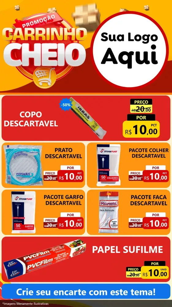 Modelo de TV para TV Vertical com o tema Promoção carrinho cheio para Embalagens