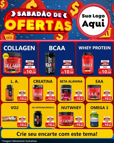 Modelo de Rede Social para Feed Instagram com o tema Sabadão de Ofertas para Suplementos alimentares