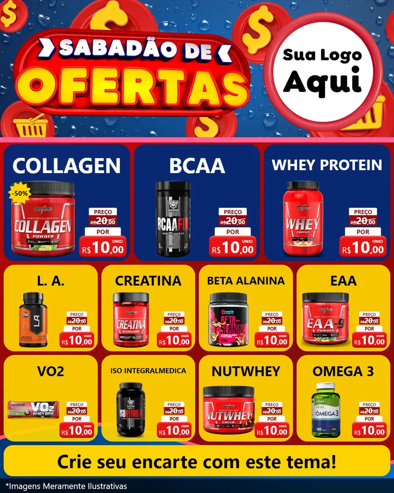 Modelo de Rede Social para Feed Instagram com o tema Sabadão de Ofertas para Suplementos alimentares