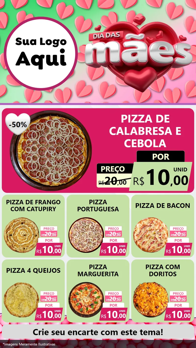 Modelo de Rede Social para Stories com o tema Dia das Mães para Pizzaria