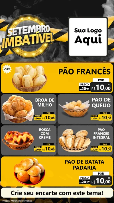 Modelo de TV para TV Vertical com o tema Setembro Imbatível para Padaria