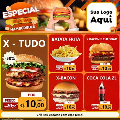 Modelo de Rede Social para Feed Facebook com o tema Especial Dia do Hamburguer para Hamburgueria
