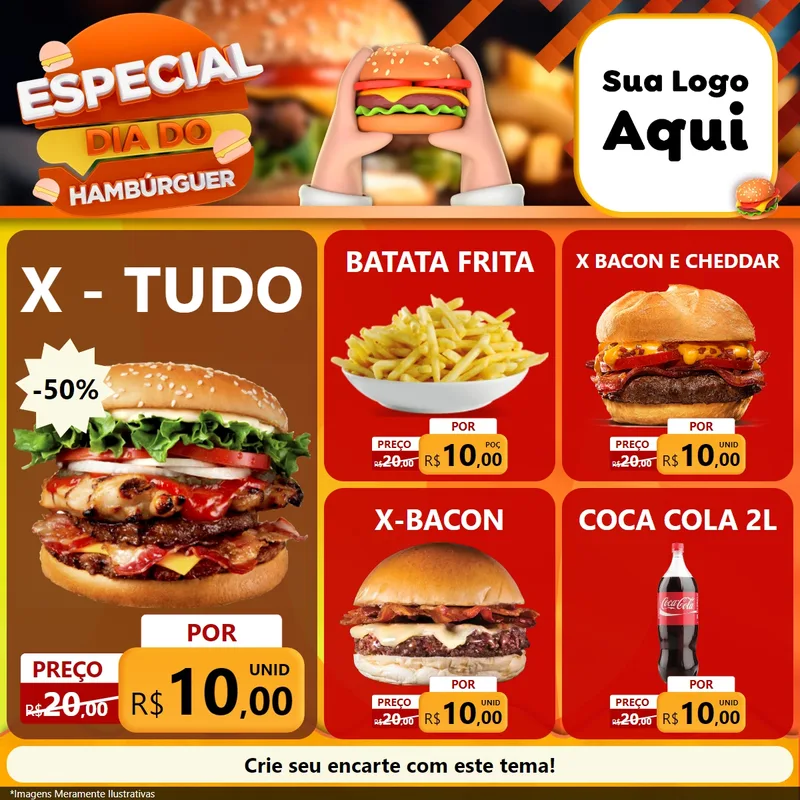 Modelo de Rede Social para Feed Facebook com o tema Especial Dia do Hamburguer para Hamburgueria