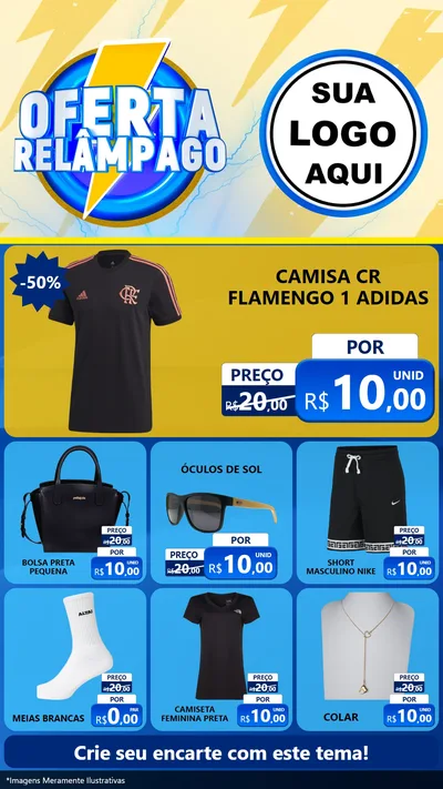 Modelo de Rede Social para Stories com o tema Oferta Relâmpago para Roupas e acessórios