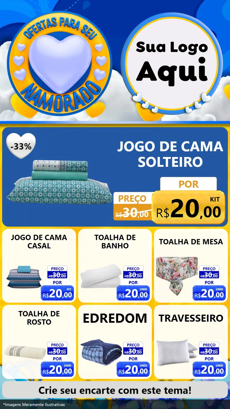 Modelo de Rede Social para Stories com o tema Ofertas Para Seu Namorado para Cama, Mesa e Banho