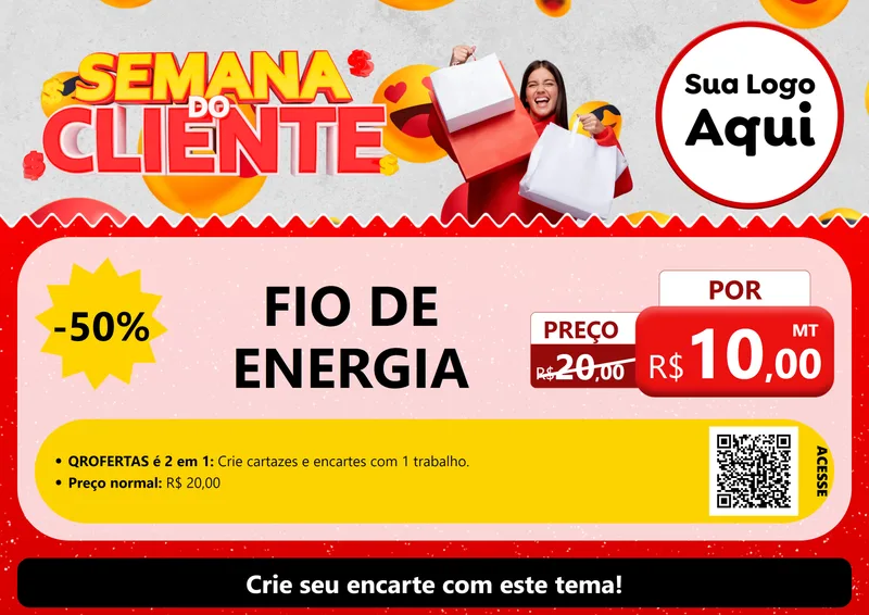 Modelo de Cartaz para Cartaz A4 Horizontal com o tema Semana do Cliente para Materiais Elétricos