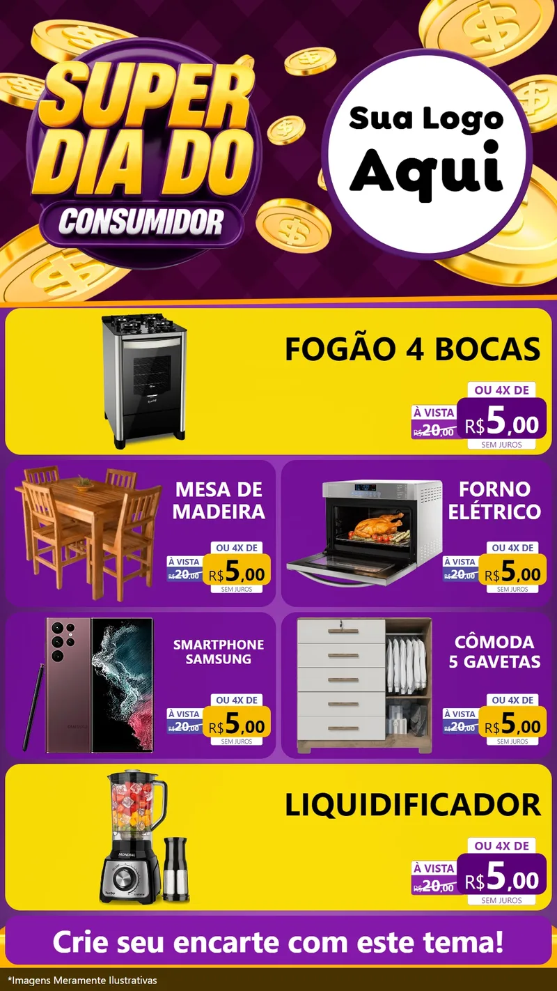 Modelo de TV para TV Vertical com o tema Super Dia do Consumidor para Móveis e Eletro