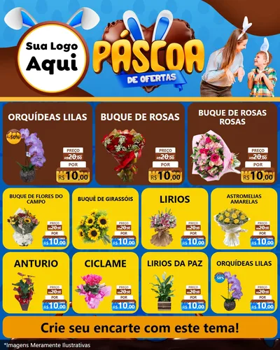 Modelo de Rede Social para Feed Instagram com o tema Páscoa de Ofertas para Floricultura e jardim