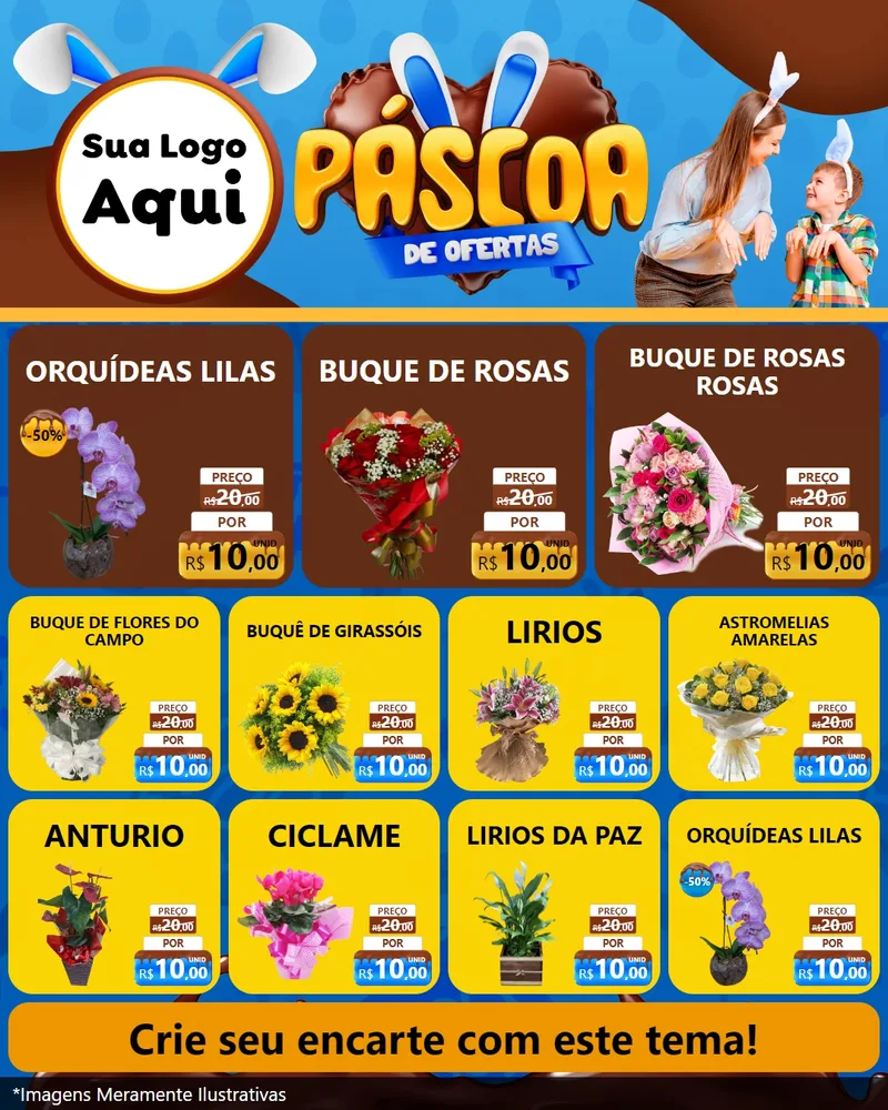 Modelo de Rede Social para Feed Instagram com o tema Páscoa de Ofertas para Floricultura e jardim