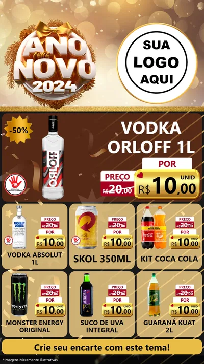Modelo de Rede Social para Stories com o tema Feliz Ano Novo 2027 para Distribuidora de bebidas