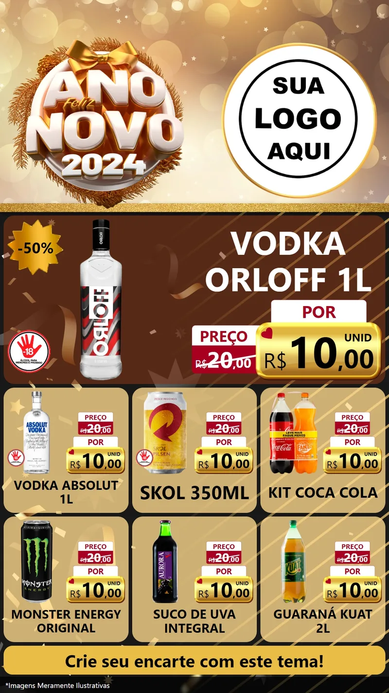 Modelo de Rede Social para Stories com o tema Feliz Ano Novo 2027 para Distribuidora de bebidas