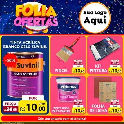 Modelo de Rede Social para Feed Facebook com o tema Folia de Ofertas para Tintas e Ferramentas