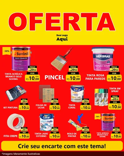 Modelo de Rede Social para Feed Instagram com o tema OFERTA - Vermelho Cartaz para Tintas e Ferramentas
