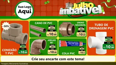 Modelo de TV para TV Horizontal com o tema Julho Imbatível para Tubos e conexões