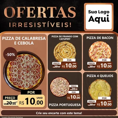 Modelo de Rede Social para Feed Facebook com o tema Ofertas Irresistíveis! para Pizzaria