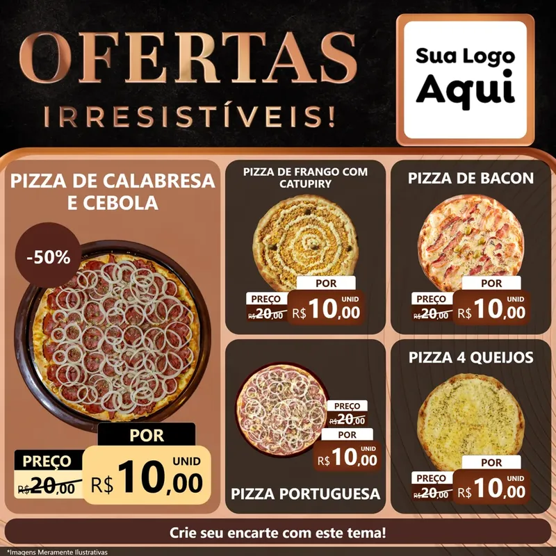 Modelo de Rede Social para Feed Facebook com o tema Ofertas Irresistíveis! para Pizzaria