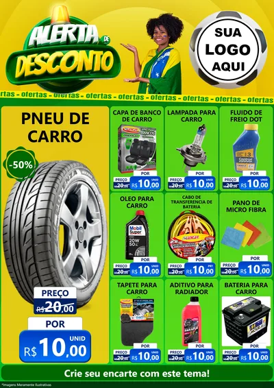 Modelo de Encarte para Encarte A4 Vertical com o tema Alerta de Desconto para Auto peças
