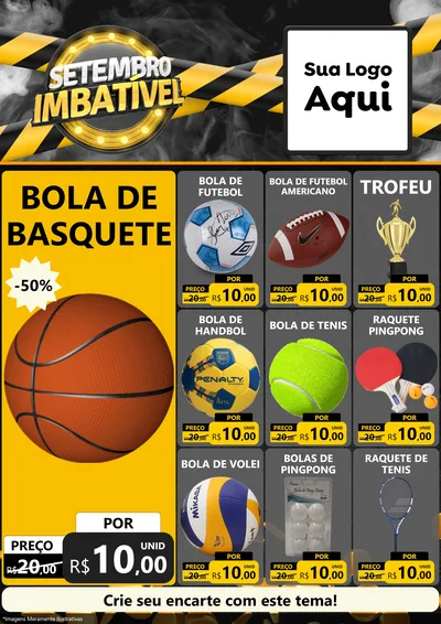 Modelo de Encarte para Encarte A4 Vertical com o tema Setembro Imbatível para Artigos Esportivos