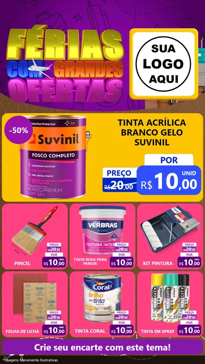 Modelo de Rede Social para Stories com o tema Férias com Grandes Ofertas para Tintas e Ferramentas