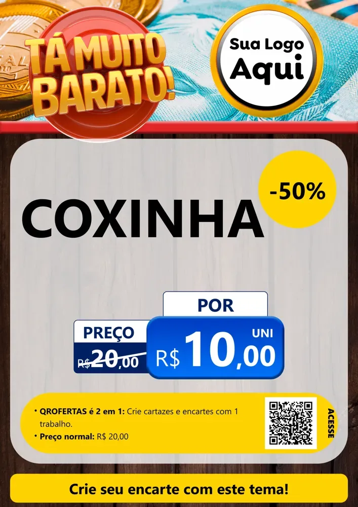 Modelo de Cartaz para Cartaz A4 Vertical com o tema Está Muito Barato para Salgadaria