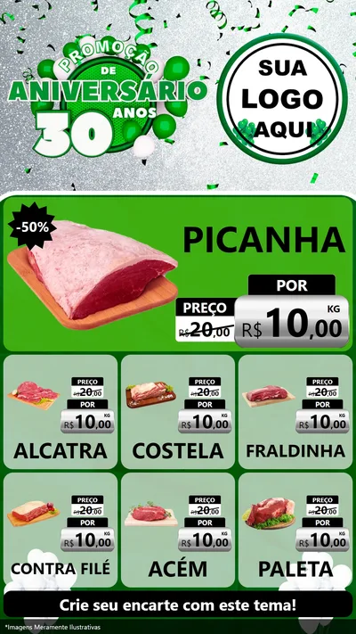 Modelo de Rede Social para Stories com o tema Promoção de Aniversário - 30 Anos para Açougue