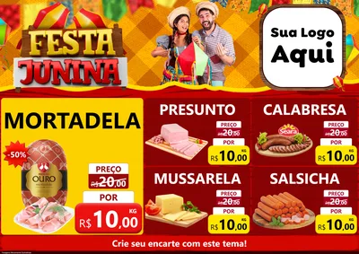Modelo de Encarte para Encarte A4 Horizontal com o tema Festa Junina para Frios e Laticínios