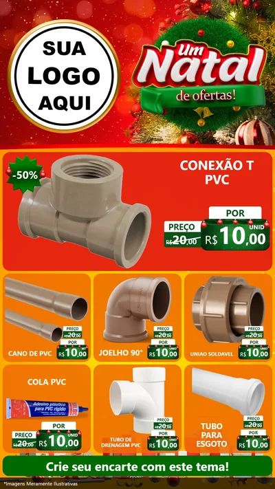 Modelo de Rede Social para Stories com o tema Um Natal de Ofertas para Tubos e conexões