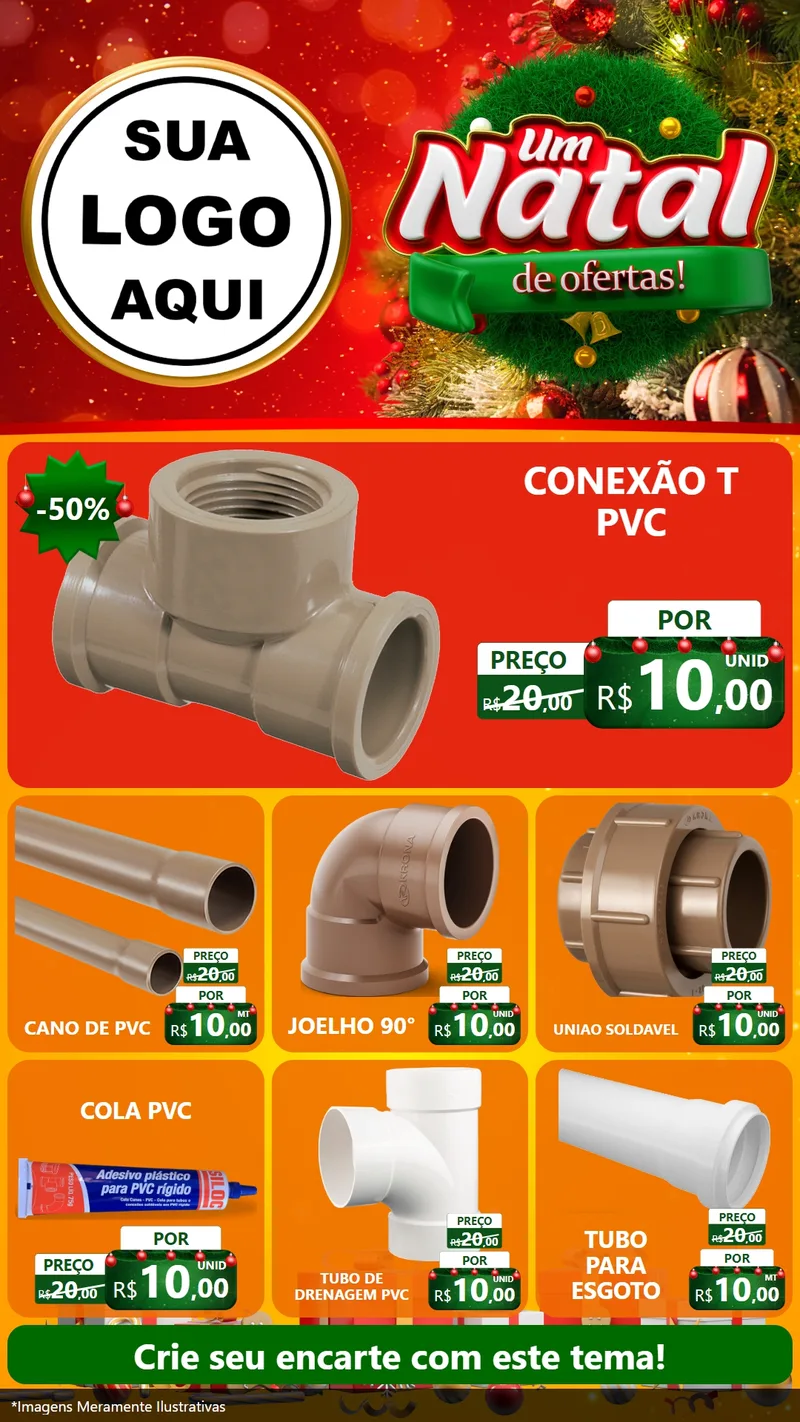 Modelo de Rede Social para Stories com o tema Um Natal de Ofertas para Tubos e conexões