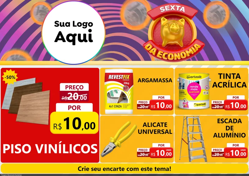 Modelo de Encarte para Encarte A4 Horizontal com o tema Sexta da Economia para Material para Construção