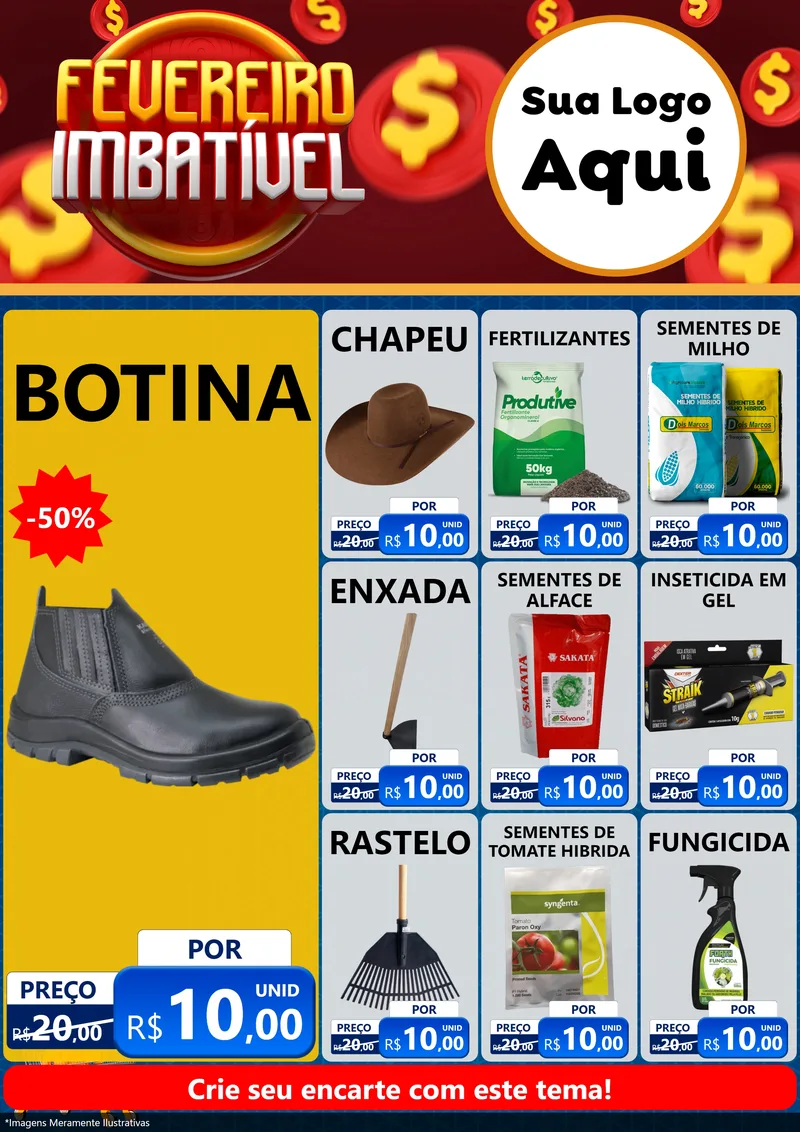Modelo de Encarte para Encarte A4 Vertical com o tema Fevereiro Imbatível para Agropecuária