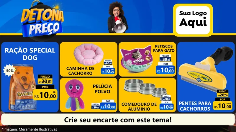 Modelo de TV para TV Horizontal com o tema Detona Preços para Pet Shop