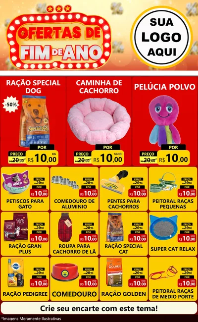 Modelo de Encarte para Encarte Grande com o tema Ofertas de Fim de Ano para Pet Shop