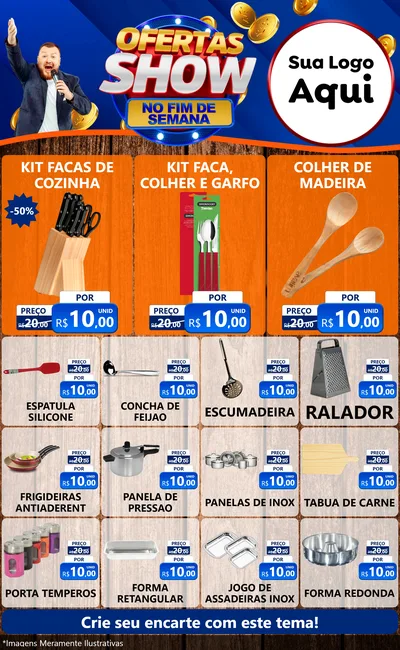 Modelo de Encarte para Encarte Grande com o tema Ofertas Show No Fim De Semana para Utilidades Domésticas