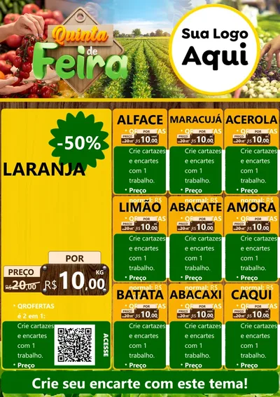 Modelo de Cartaz para Cartaz A4 Vertical com o tema Quinta de Feira para Hortifrúti