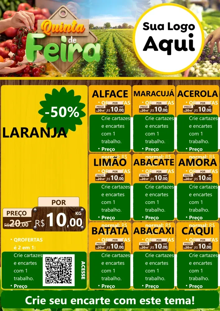 Modelo de Cartaz para Cartaz A4 Vertical com o tema Quinta de Feira para Hortifrúti