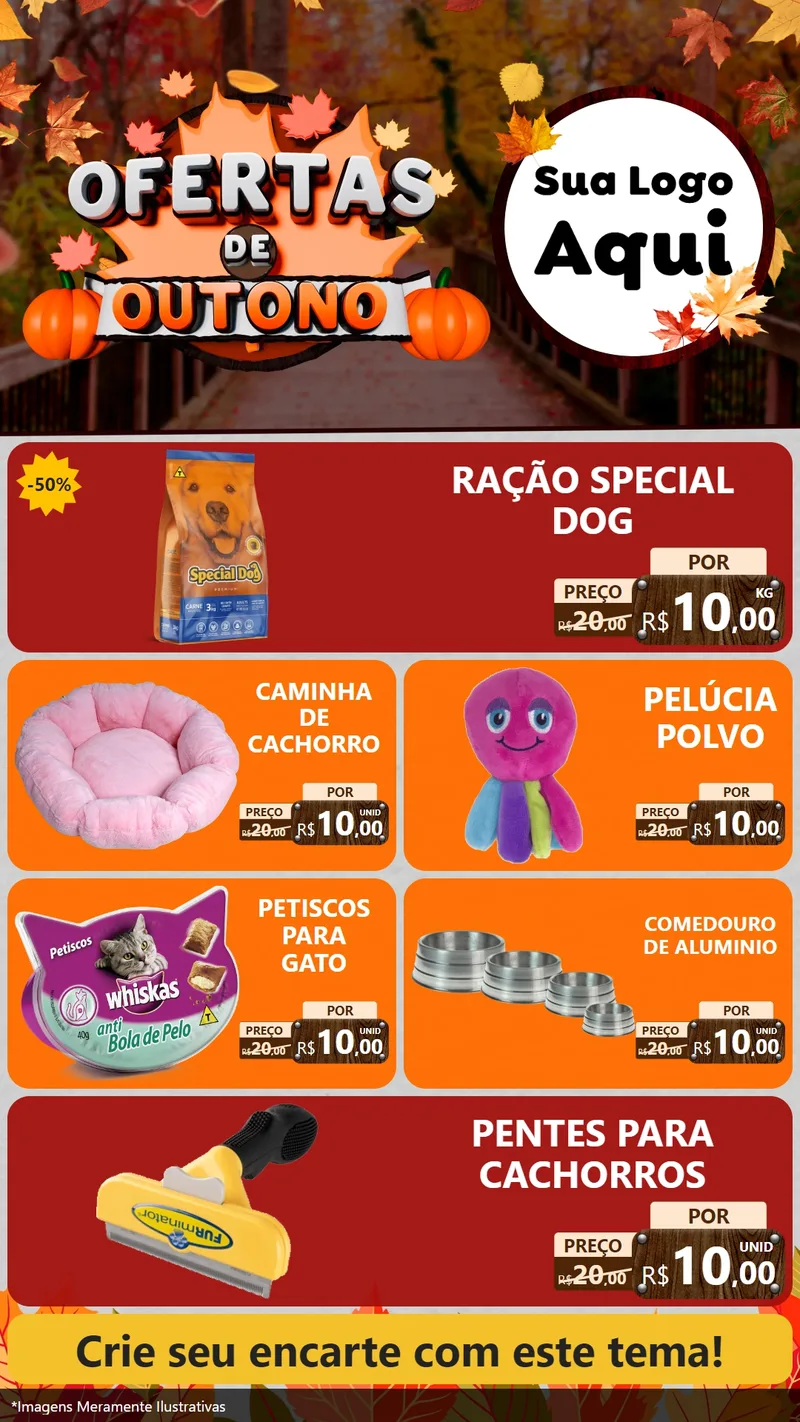 Modelo de TV para TV Vertical com o tema Ofertas de Outono para Pet Shop