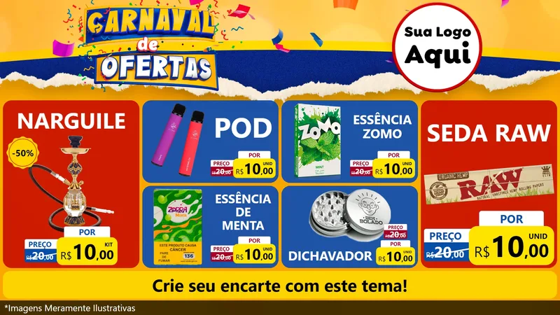 Modelo de TV para TV Horizontal com o tema Carnaval de Ofertas para Tabacaria