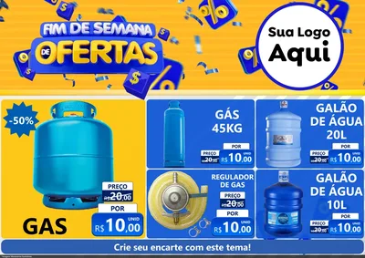 Modelo de Encarte para Encarte A4 Horizontal com o tema Fim de Semana de Ofertas para Água e gás