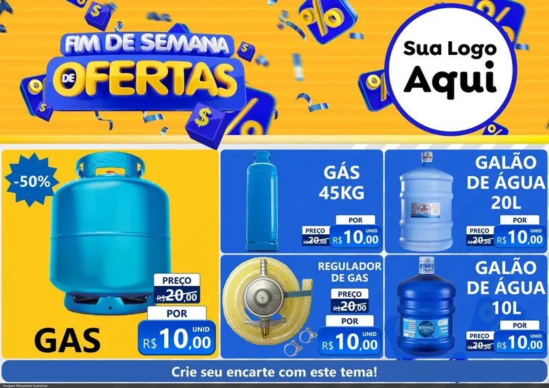 Modelo de Encarte para Encarte A4 Horizontal com o tema Fim de Semana de Ofertas para Água e gás