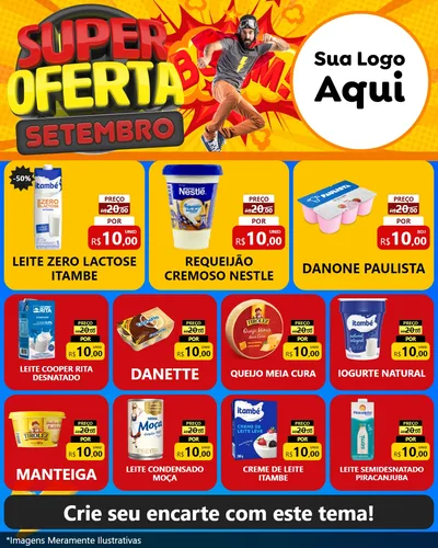 Modelo de Rede Social para Feed Instagram com o tema Super Oferta Setembro para Frios e Laticínios