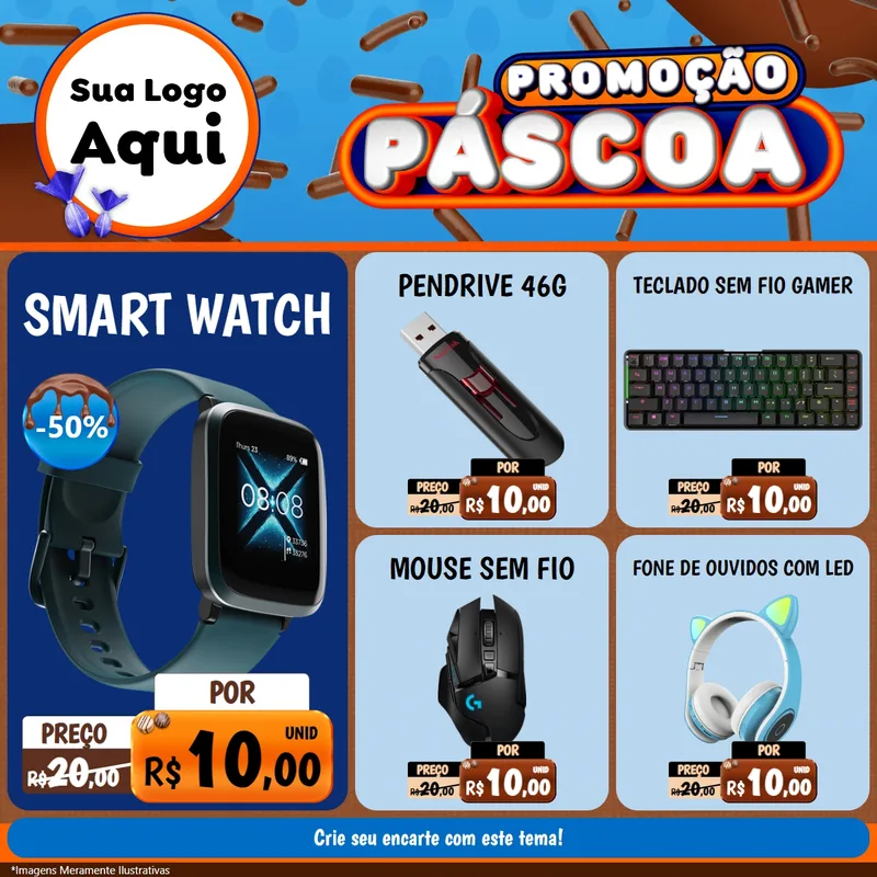 Modelo de Rede Social para Feed Facebook com o tema Promoção Páscoa para Informática