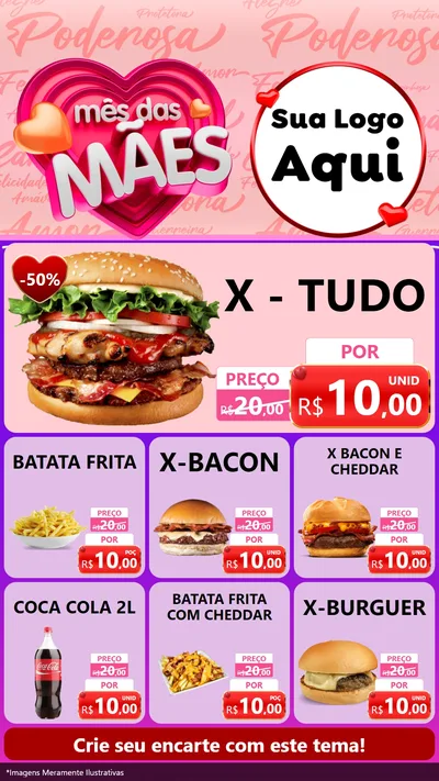 Modelo de Rede Social para Stories com o tema Mês Das Mães para Hamburgueria